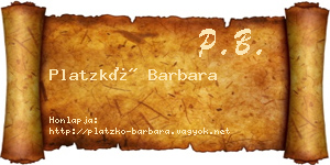 Platzkó Barbara névjegykártya